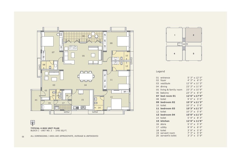 Floor plan of 4 BHK 3765 Sq. Ft. Apartment in Synthesis Altius 3, Ahmedabad