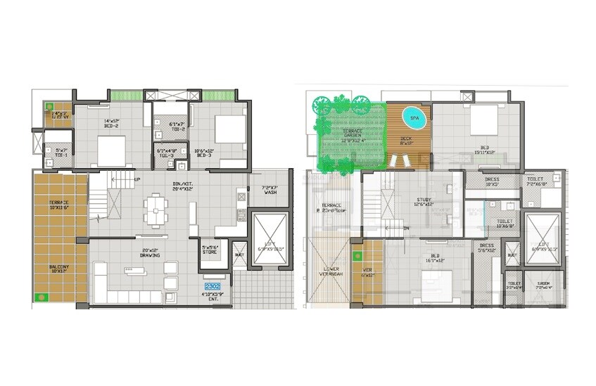 Floor plan of 4 BHK 3365 Sq. Ft. Apartment in Takshashila Air, Ahmedabad