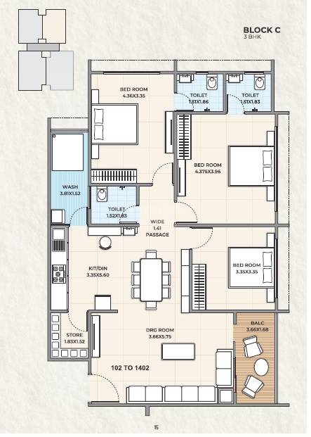 3 BHK 1030 Sq. Ft. Apartment in Tapas Fortune Empire