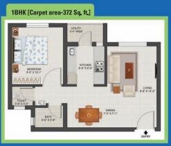 Floor plan of 1 BHK 572 Sq. Ft. Apartment in Tata Value Homes Shubh Griha, Ahmedabad