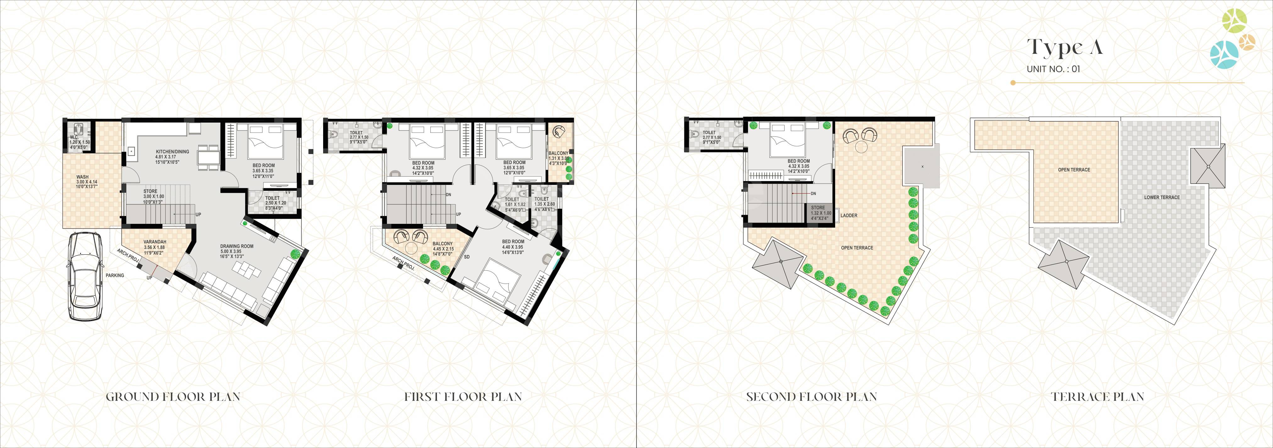 Floor plan of 4 BHK 2835 Sq. Ft. Villa in The Spenta Shyam Villa, Ahmedabad