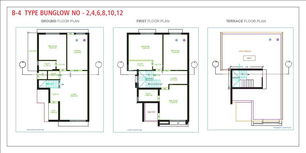 Floor plan of 4 BHK 1509 Sq. Ft. Villa in Tulsi Bunglow, Ahmedabad