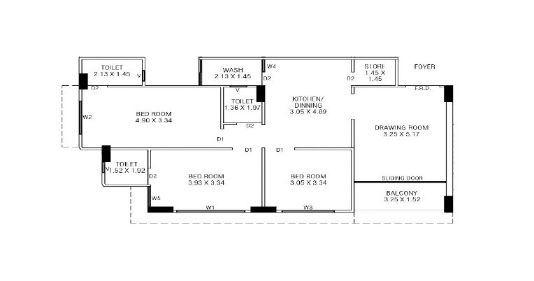3 BHK 2200 Sq. Ft. Apartment