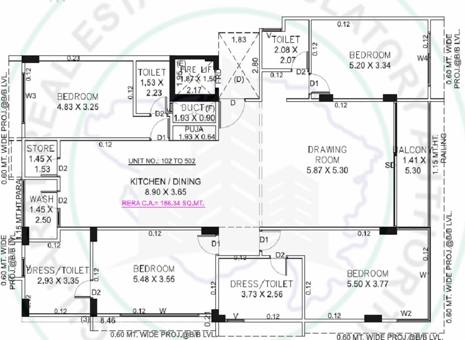 Floor plan of 4 BHK 2006 Sq. Ft. Apartment in Vihaani Avyaana Aspire, Ahmedabad
