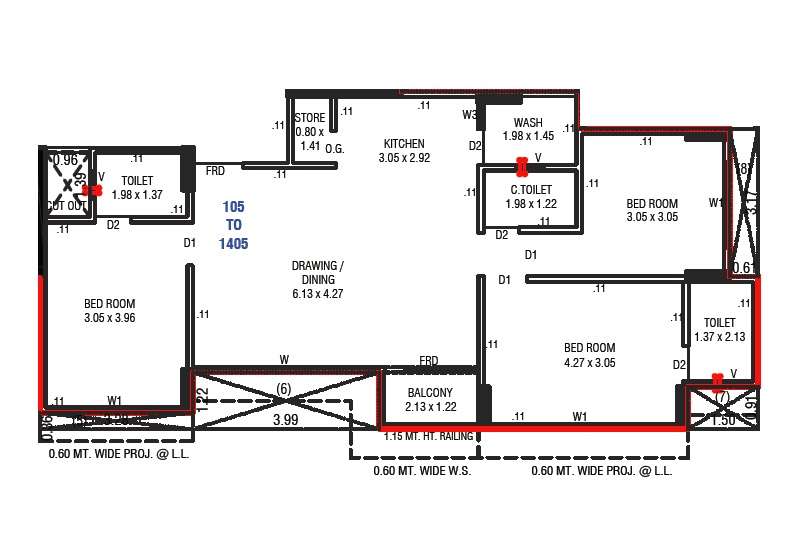 3 BHK 851 Sq. Ft. Apartment in Vinayak Elysium