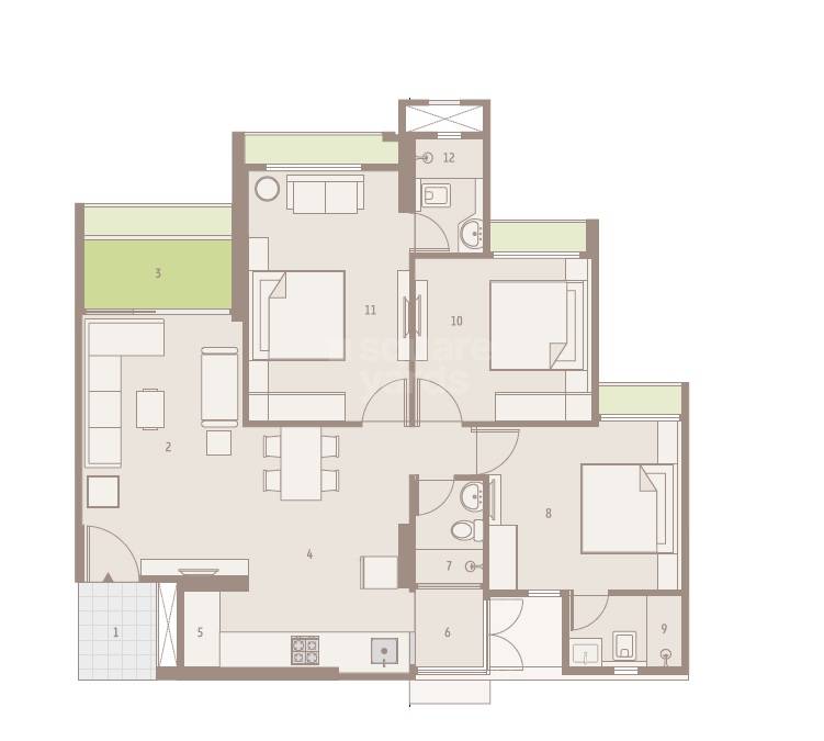 3 BHK 1760 Sq. Ft. Apartment