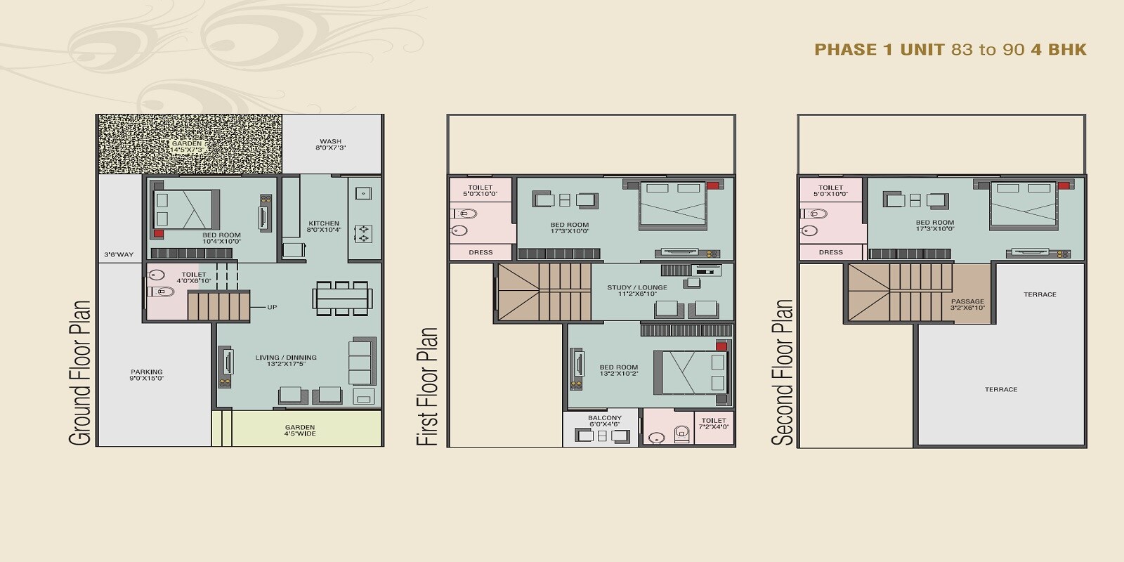 Floor plan of 4 BHK 2268 Sq. Ft. Villa in Vraj Bhoomi, Ahmedabad