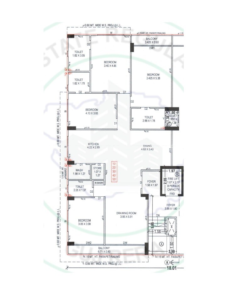 Floor plan of 4 BHK 3240 Sq. Ft. Apartment in Yamal Airaavat Bliss, Ahmedabad