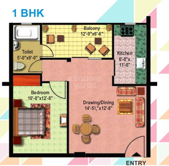 Floor plan of 1 BHK 720 Sq. Ft. Apartment in Citizen Neo Heights, Allahabad