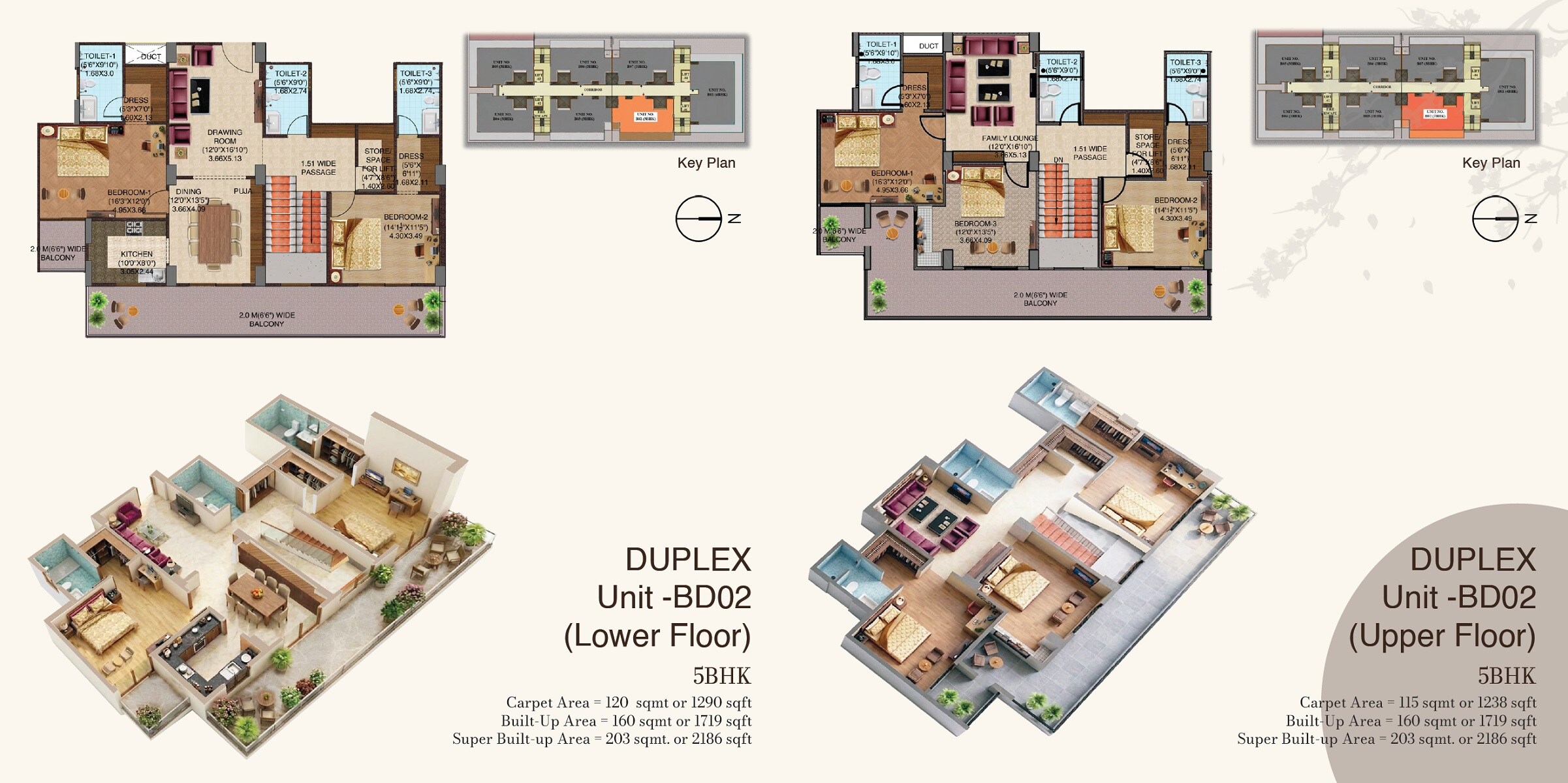 Floor plan of 5 BHK Apartment - 2528 sq. ft. in Citizen Twin Towers, Allahabad