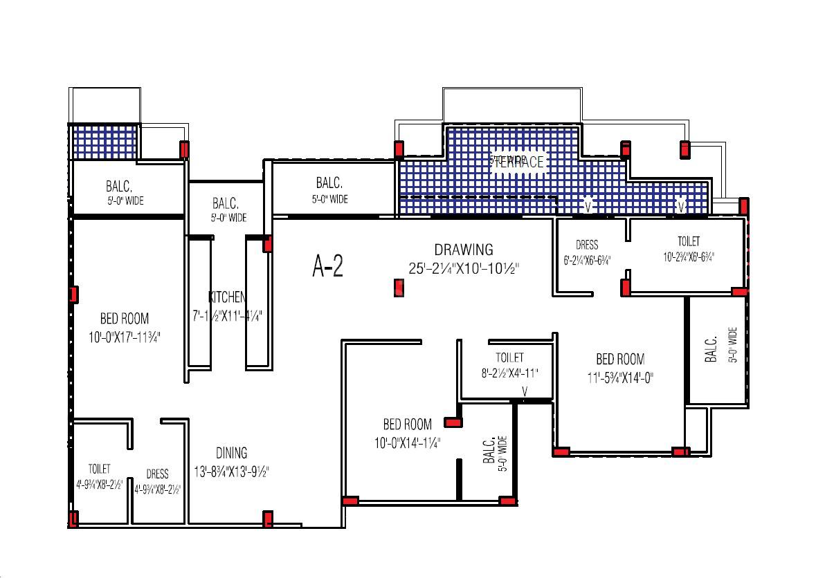 Floor plan of 3 BHK 2073 Sq. Ft. Apartment in Saidham Shree Kaleshwar Dham, Allahabad