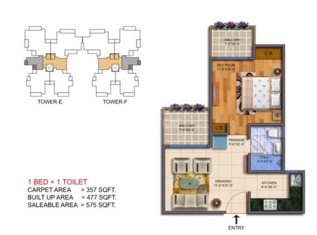 1 BHK 575 Sq. Ft. Apartment in Solitaire Pride