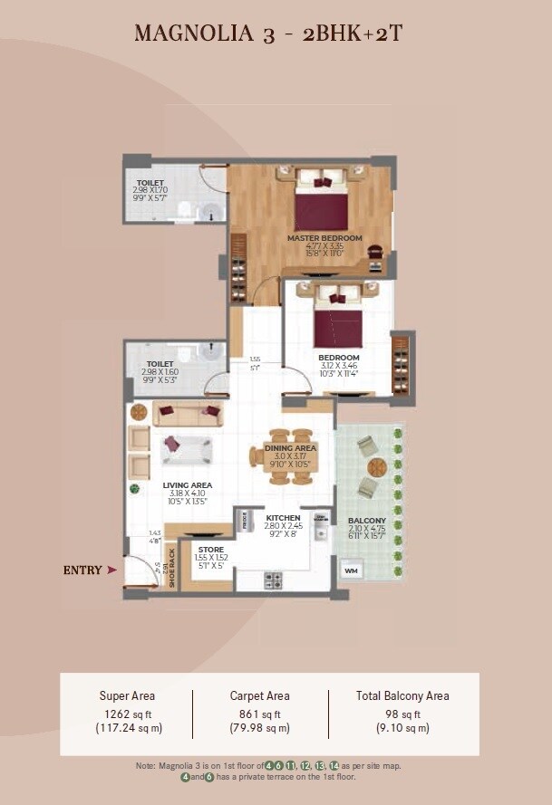 2 BHK 1262 Sq. Ft. Apartment
