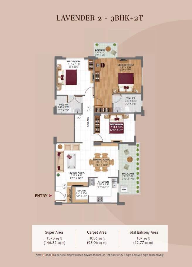 3 BHK 1575 Sq. Ft. Apartment