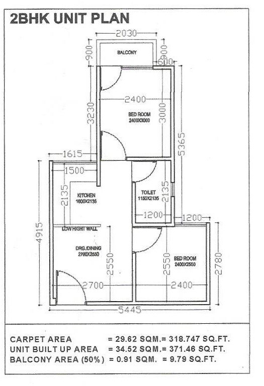 Floor plan of 2 BHK 318 Sq. Ft. Apartment in Satyam Urbana 53, Alwar