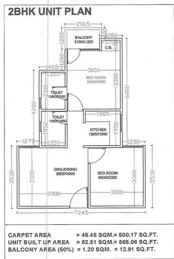 Floor plan of 2 BHK 513 Sq. Ft. Apartment in Satyam Urbana 53, Alwar