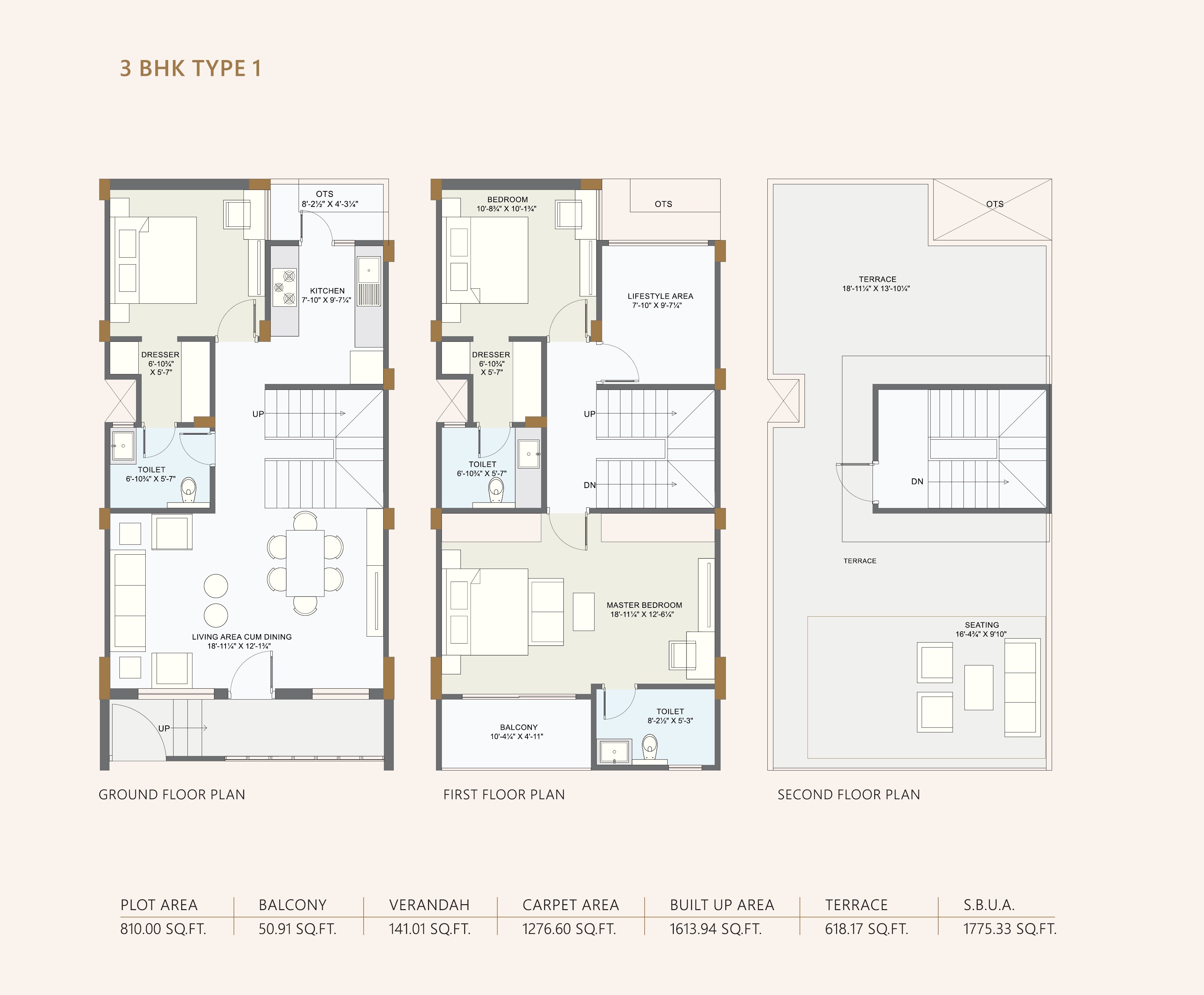 Floor plan of 3 BHK 1775 Sq. Ft. Villa in Shubhashray Vilas, Alwar