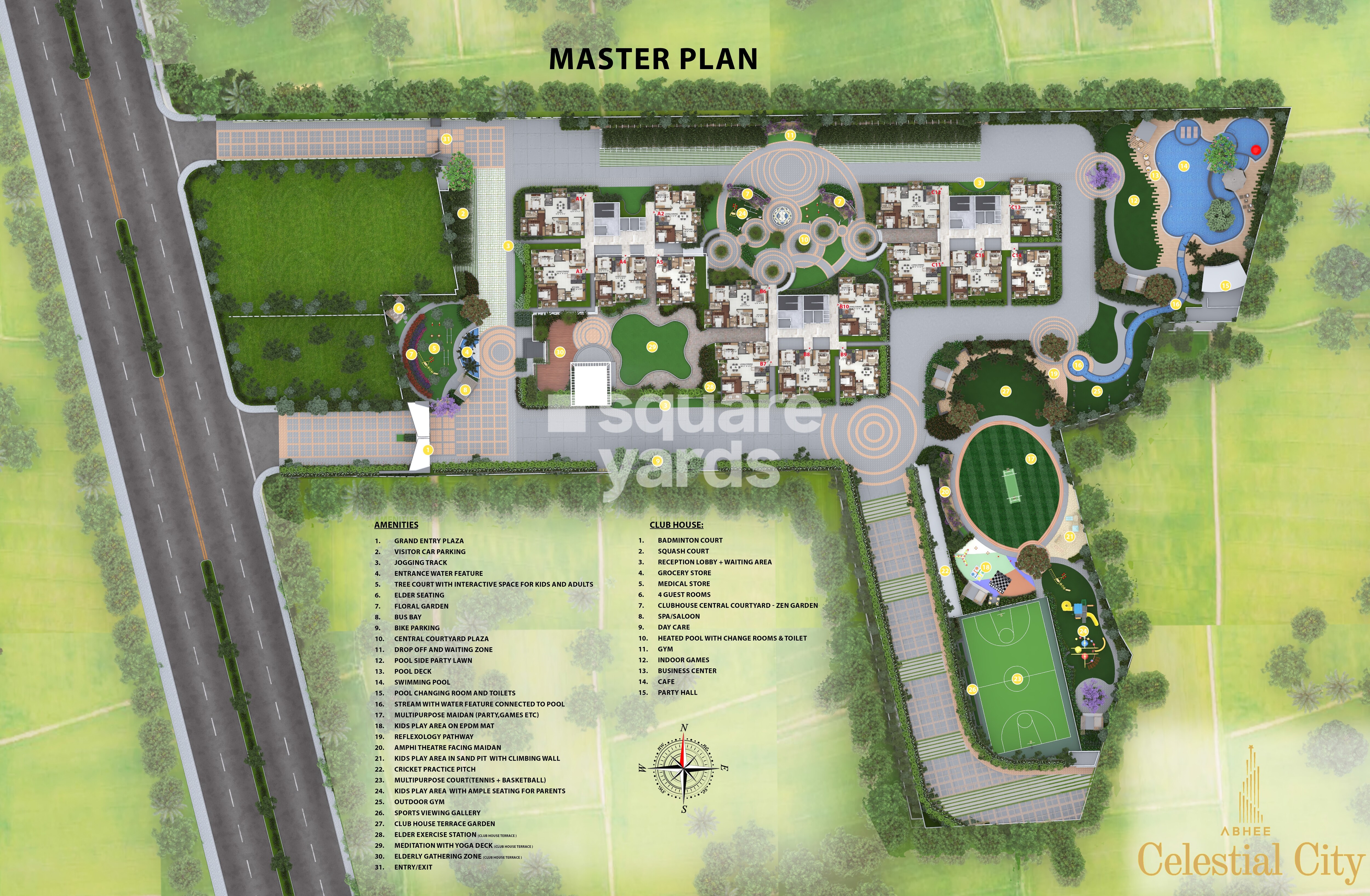 Abhee-Celestial-City_an aerial view of a green field with a train on it