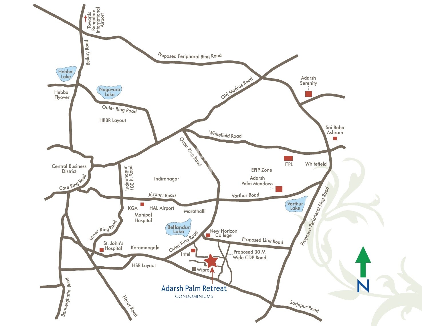 Adarsh Palm Retreat Daffodils Location Image
