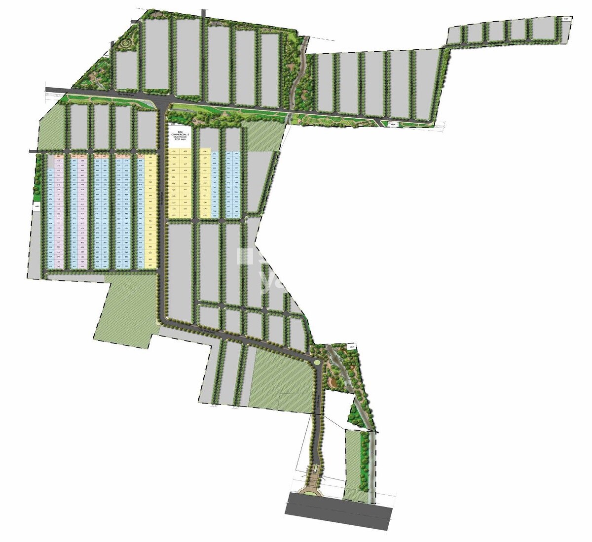Brigade-Oasis_an aerial view of a building with a cartoon character on it