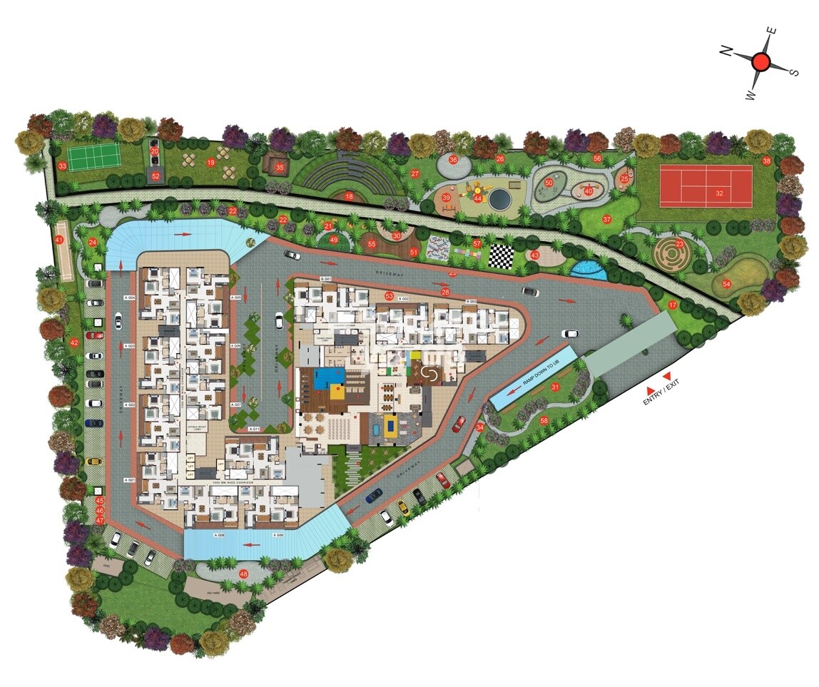 Casagrand-Flamingo_an aerial view of a building with a kite flying in the air