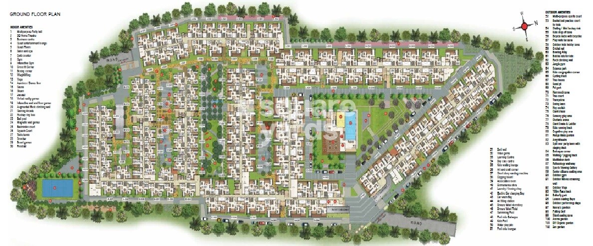 Casagrand-Hazen_an aerial view of a small town with a large building