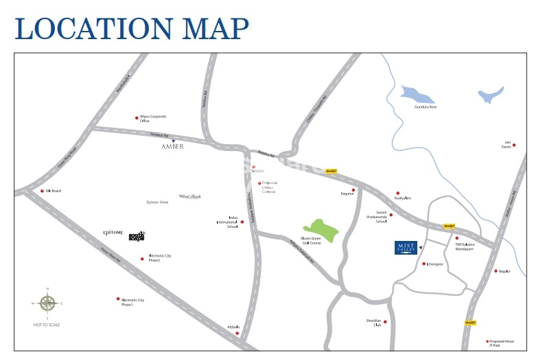 Concorde Mist Valley in Sarjapur Bagalur Road, Bangalore 41.75 Lac Floor Plans, Location Map