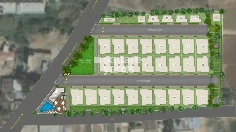 Diamond-Blossoms_an aerial view of a building with a train on it