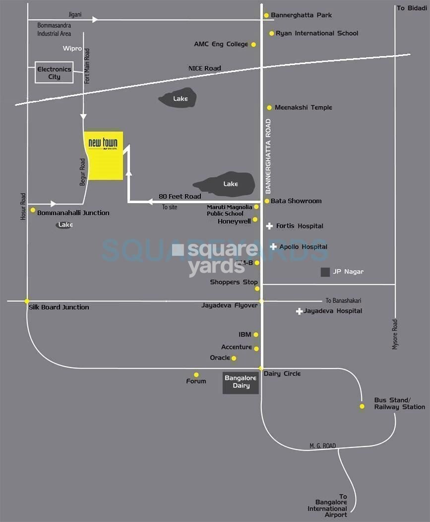 DLF Westend Heights New Town Location Image