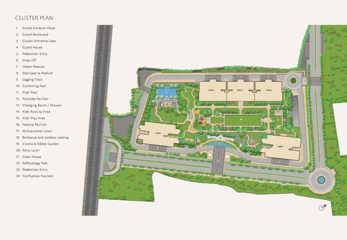 Lodha-Beaumont-Estate_an aerial view of a park with a green field