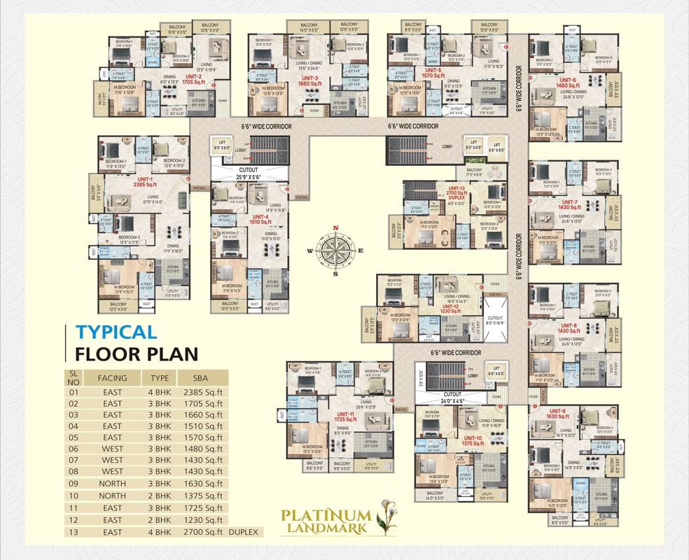 Platinum Landmark Floor Plans