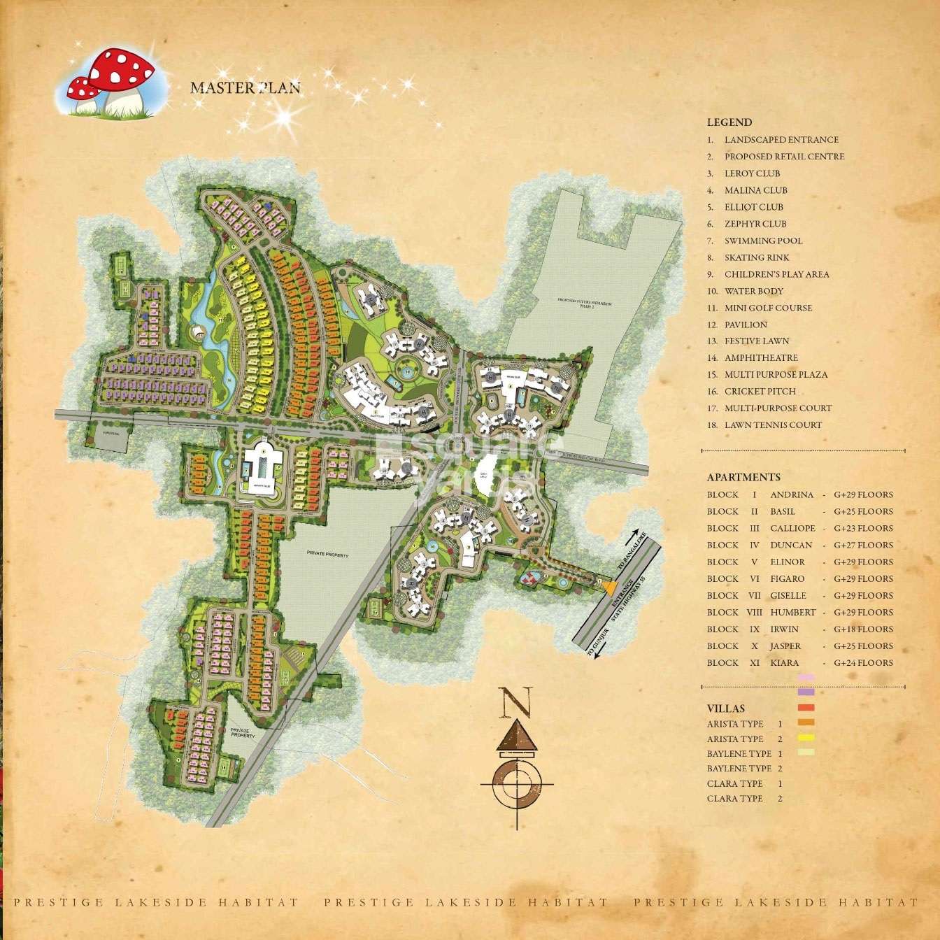 prestige lakeside habitat villa project master plan image1
