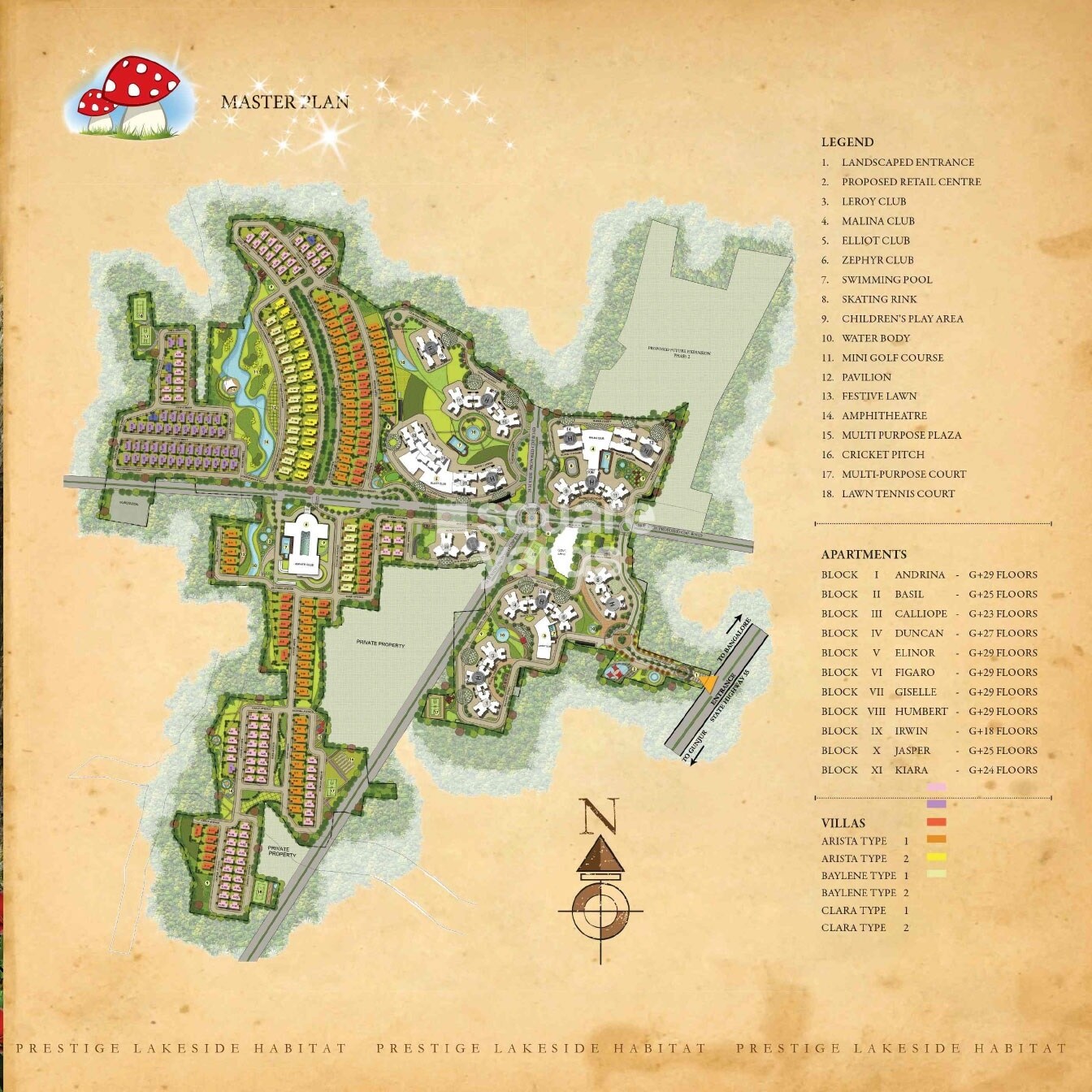 Prestige Lakeside Habitat Villa Master Plan Image