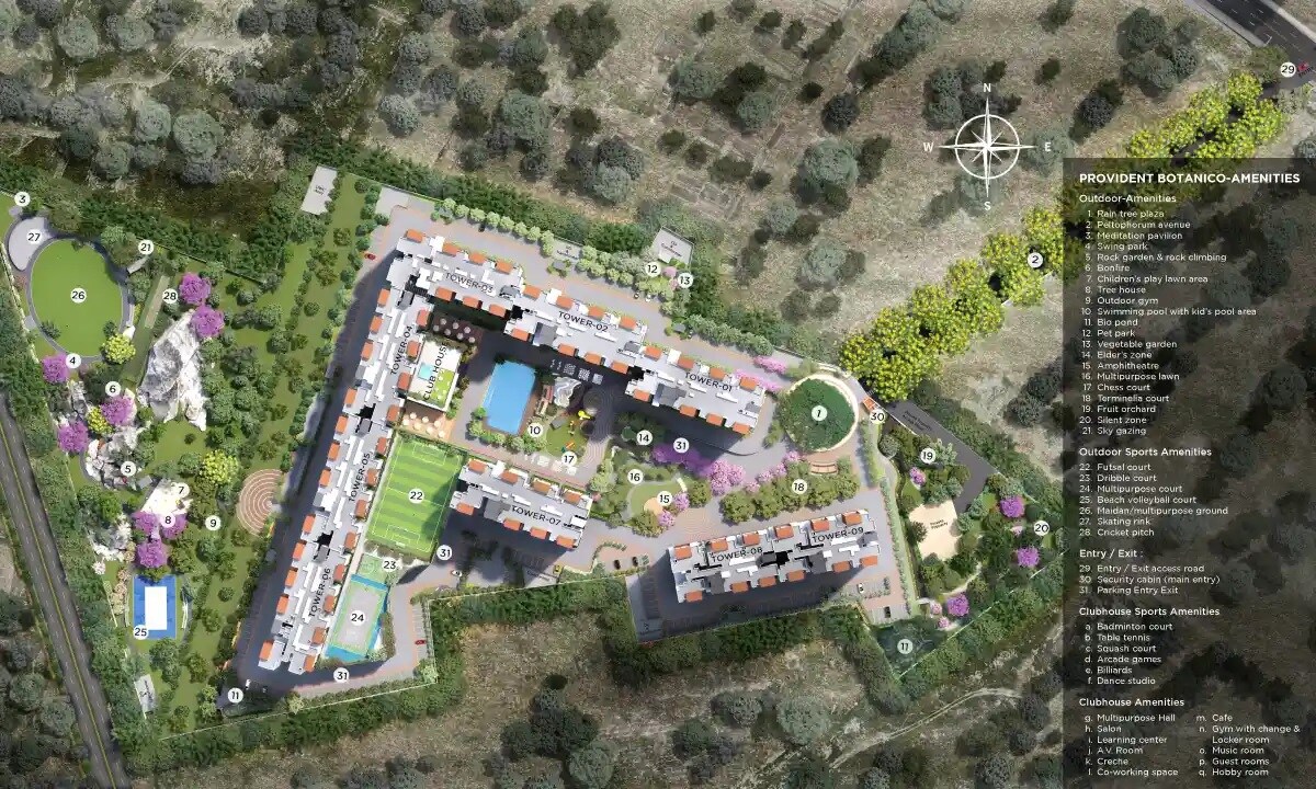 Provident-Botanico_an aerial view of a park with a large building