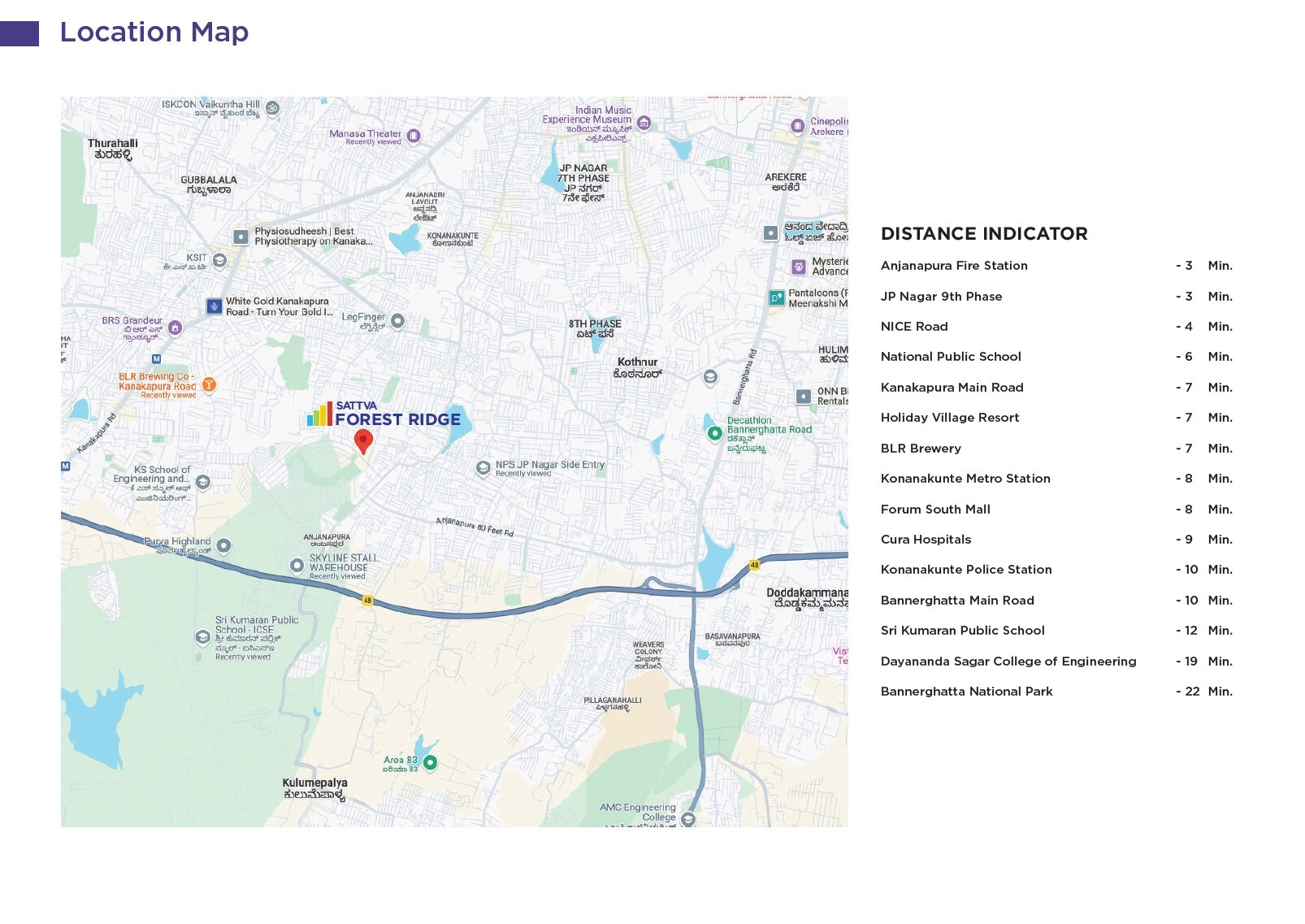 Sattva Forest Ridge Location Image