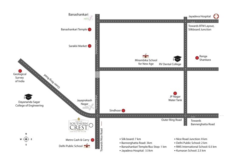 Shriram Southern Crest Phase 2 Location Image