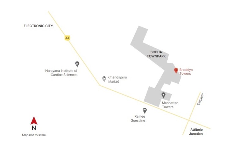 Sobha Brooklyn Towers Town Park Location Image