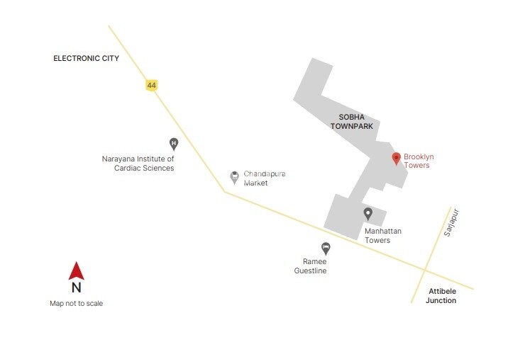 Sobha Brooklyn Towers Town Park Location Image