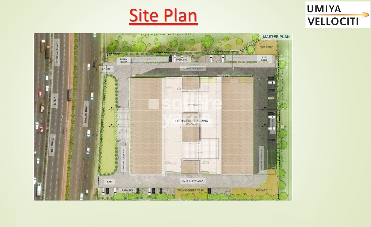 Umiya-Velociti_an aerial view of a city with a train on the tracks