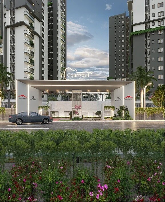 Vedant Suraksha Courtyard Entrance View