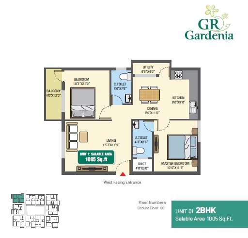 2 BHK 1005 Sq. Ft. Apartment in 5 Elements GR Gardenia