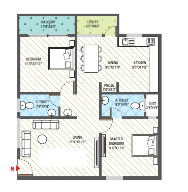 2 BHK 1085 Sq. Ft. Apartment in 5 Elements GR Green Line