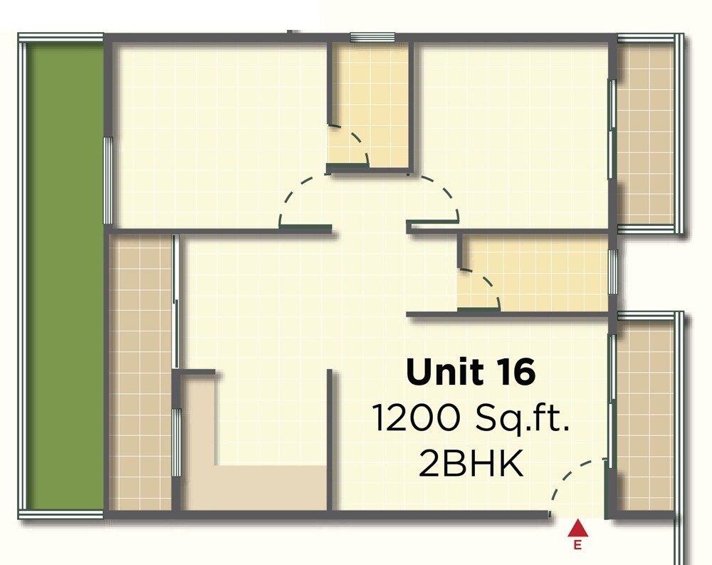Floor plan of 2 BHK 1200 Sq. Ft. Apartment in 5 Elements Natures Lap, Bangalore