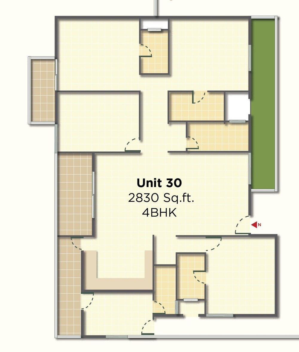 Floor plan of 4 BHK 2830 Sq. Ft. Apartment in 5 Elements Natures Lap, Bangalore