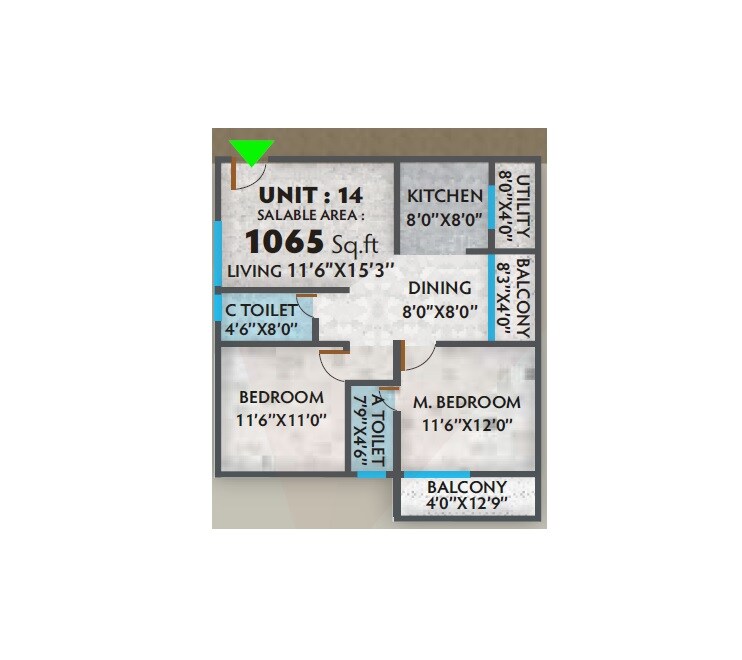 2 BHK 1065 Sq. Ft. Apartment