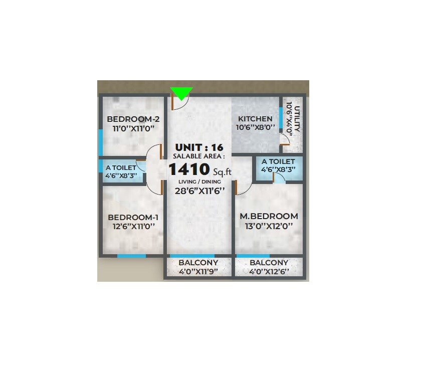 3 BHK 1410 Sq. Ft. Apartment