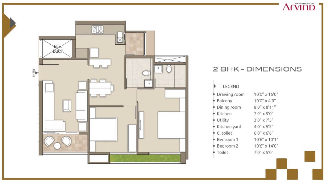 Other, arvind-skylands 2 Bedroom 1057 Sq.Ft. Apartment In Ambedkar Colony Bangalore 9750470