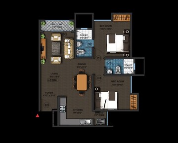  2 BHK Apartment at Gopalan Atlantis, Whitefield – for Rent