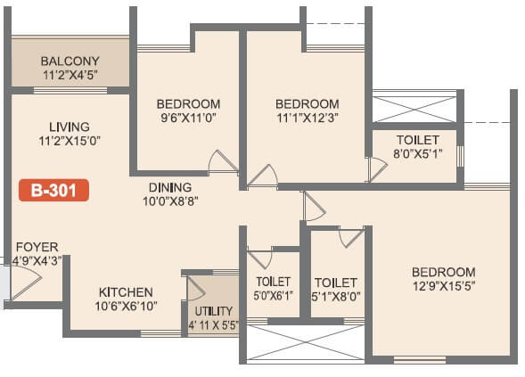  3 BHK Apartment at Rohan Akriti, Kanakapura Road – for Rent
