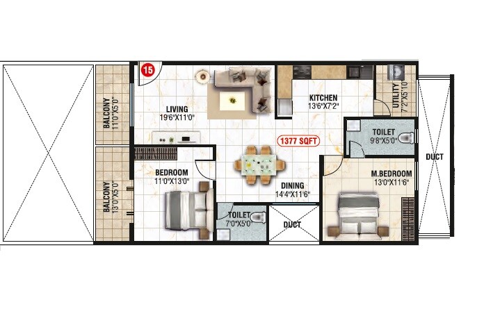 2 BHK 1377 Sq. Ft. Apartment